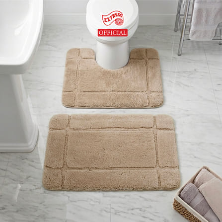 พรมเช็ดเท้าชุดห้องน้ำ 2 ชิ้น EXPRESS CARPET รุ่น DG2-1 ขนาด45X70 ซม.และ พรมรูปตัว U 50X60 ซม. หนา 12-22 มม. สีน้ำตาล _3